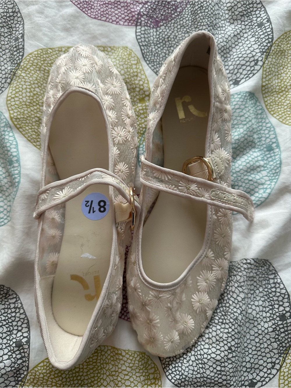 Women’s Cream Floral Mary Jane Flats